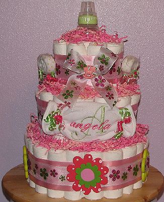 Anglea-Diaper-Cake.JPG - Pink & Lime Diaper Cake