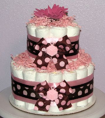 Pink Polka Dot Diaper Cake