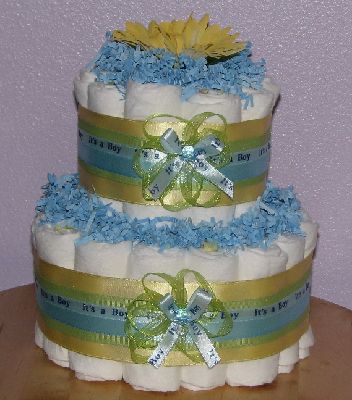 Blue & Yellow Diaper Cake