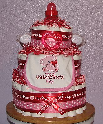Baby's First Valentine Diaper Cake