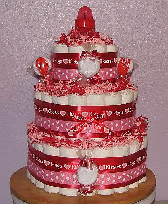 Baby's First Valentine Diaper Cakes