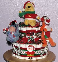 Pooh Christmas Diaper Cake