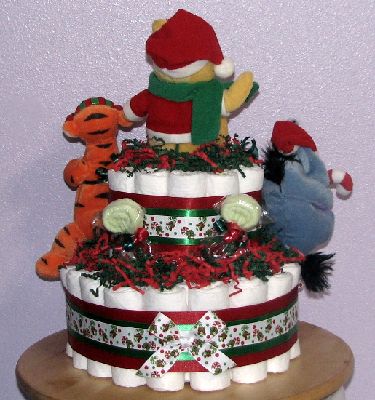Christmas Pooh Diaper Cake