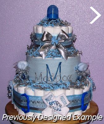Blue-Silver-Diaper-Cake.JPG - Blue Silver Diaper Cake