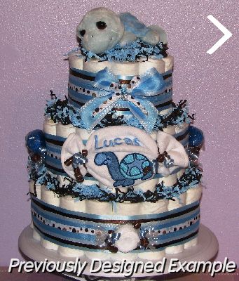 Blue-Turtle-Diaper-Cake.JPG - Blue Mod Turtle Diaper Cake