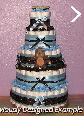 Boy-4-Tier-Diaper-Cake.JPG - Blue & Brown Diaper Cake
