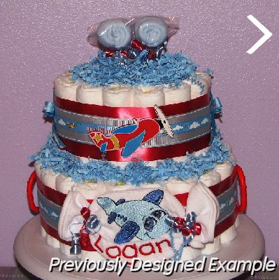 Logan-Airplane-Diaper-Cake.JPG - Airplane Bib Diaper Cake