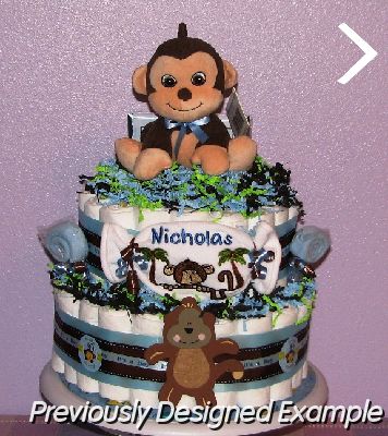 Monkey-Diaper-Cake1.JPG - Custom Monkey Diaper Cake