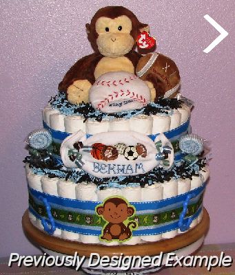 Sports-Monkey-Diaper-Cake.JPG - Sports Monkey Diaper Cake