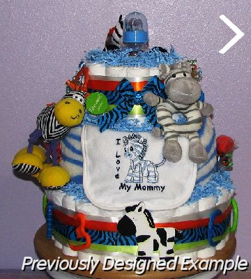 blue-zebra.JPG - Zebra Diaper Cake
