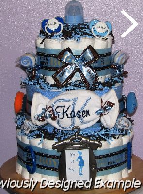 personalized-diaper-cake.JPG - Custom Blue and Brown