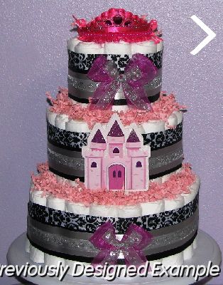 Black-and-Silver-Diaper-Cake.JPG - Black Silver Princess Diaper Cakes