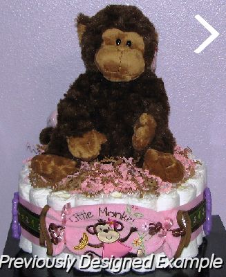 Girl-Monkey-Diaper-Cake.JPG - Girl Monkey Diaper Cake