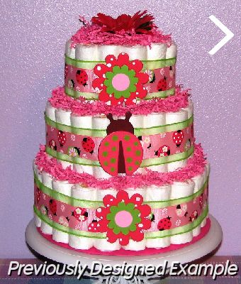LadybugDiaperCake.JPG - Pink & Lime Ladybug Diaper Cake