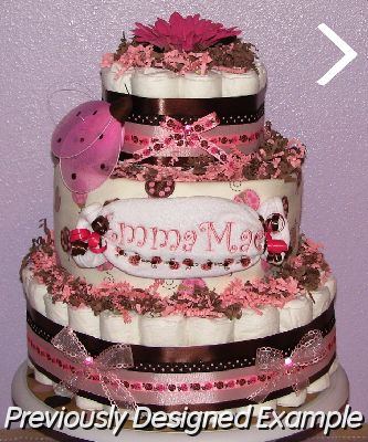 Pink-Brown-Ladybug-Diaper-Cake.JPG - Pink & Brown Ladybug Diaper Cake