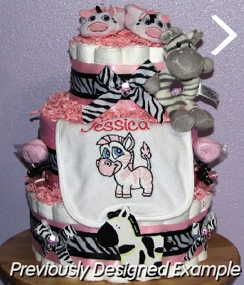 Pink-Zebra-Diaper-Cake.JPG - Pink Zebra Diaper Cakes