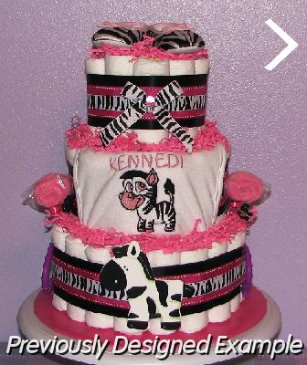 Pink-Zebra-Diaper-Cakes.JPG - Pink Zebra Diaper Cake