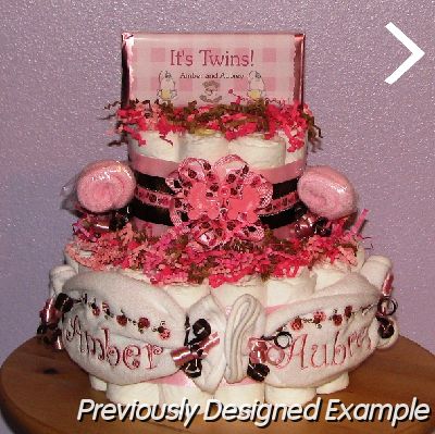PinkBrown-Ladybug-Diaper-Cake.JPG - Pink Brown Ladybug Centerpiece