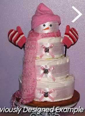 Snowman-Diaper-Cake.JPG - Baby Girl Snowman Diaper Cake