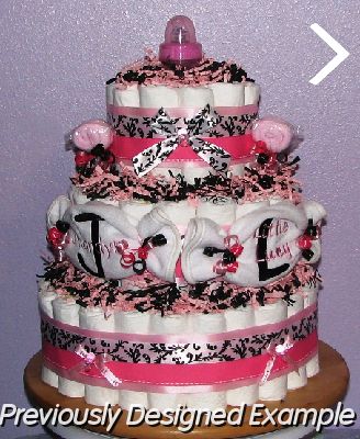 pink-damask-diaper-cake.JPG - Pink Damask