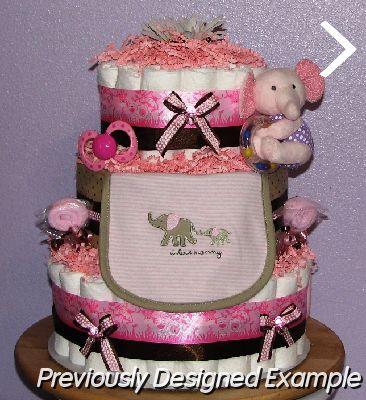 pink-elephant-diaper-cake.JPG - Pink Brown Elephant