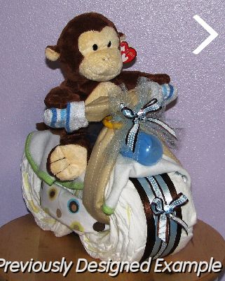 Monkey-Motorcycle-Diaper-Cake.JPG - Monkey Diaper Motorcycle