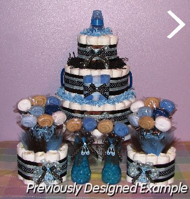 Baby-Boy-Diaper-Cake-Gift-Set.JPG - Diaper Cake with Matching Centerpieces