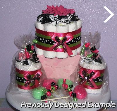 Baby-Shower-Diaper-Decorations.JPG - Pink Black Lime Decorations