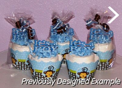 Monkey-Mini-Diaper-Cupcakes.JPG - Custom Order Monkey Themed Mini Diaper Cupcakes