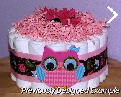 Owl-Diaper-Cupcakes.JPG - Girl Owl Diaper Cupcake