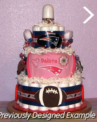Dakota-Patriots-Diaper-Cake.JPG - Custom New England Patriots Diaper Cake
