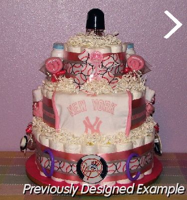 Girl-Yankees-Diaper-Cake.JPG - Baby Girl New York Yankees Diaper Cake