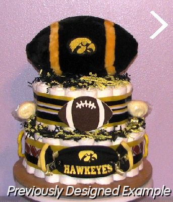 Iowa-Hawkeyes-Diaper-Cakes.JPG - Hawkeyes Diaper Cake