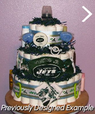 Jets-Cowboys-Diaper-Cake.JPG - Jets Diaper Cake