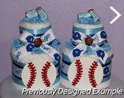 LA-Dodgers-Towel-Cakes.JPG - LA Dodgers Towel Cake Centerpieces