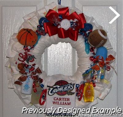 OhioDW.JPG - Custom Ohio State and Cleveland Cavaliers Diaper Wreath