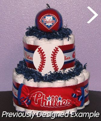 Phillies-Diaper-Centerpiece.JPG - Phillies Diaper Cake