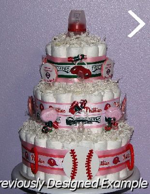 Phillies-Eagles-Diaper-Cake.JPG - Eagles Phillies Diaper Cake