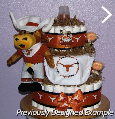 Texas-Longhorn-Diaper-Cakes.JPG - Texas Longhorns Diaper Cake
