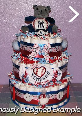 Yankees-Diaper-Cakes.JPG - Custom NY Yankees Diaper Cake