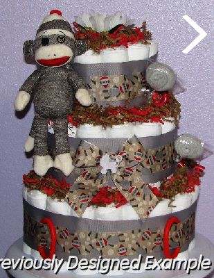Sock-Monkey-Diaper-Cake.JPG - Sock Monkey Diaper Cake