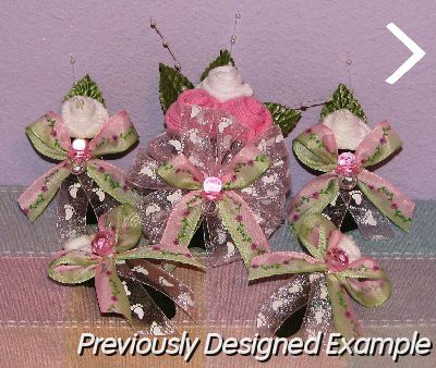 Corsages.JPG - Pink & Lime Baby Sock Corsages