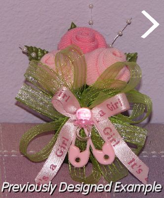 Pink-Lime-Baby-Corsage.JPG - Pink & Lime Baby Sock Corsage