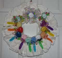 Washcloth Lollipop Diaper Wreath